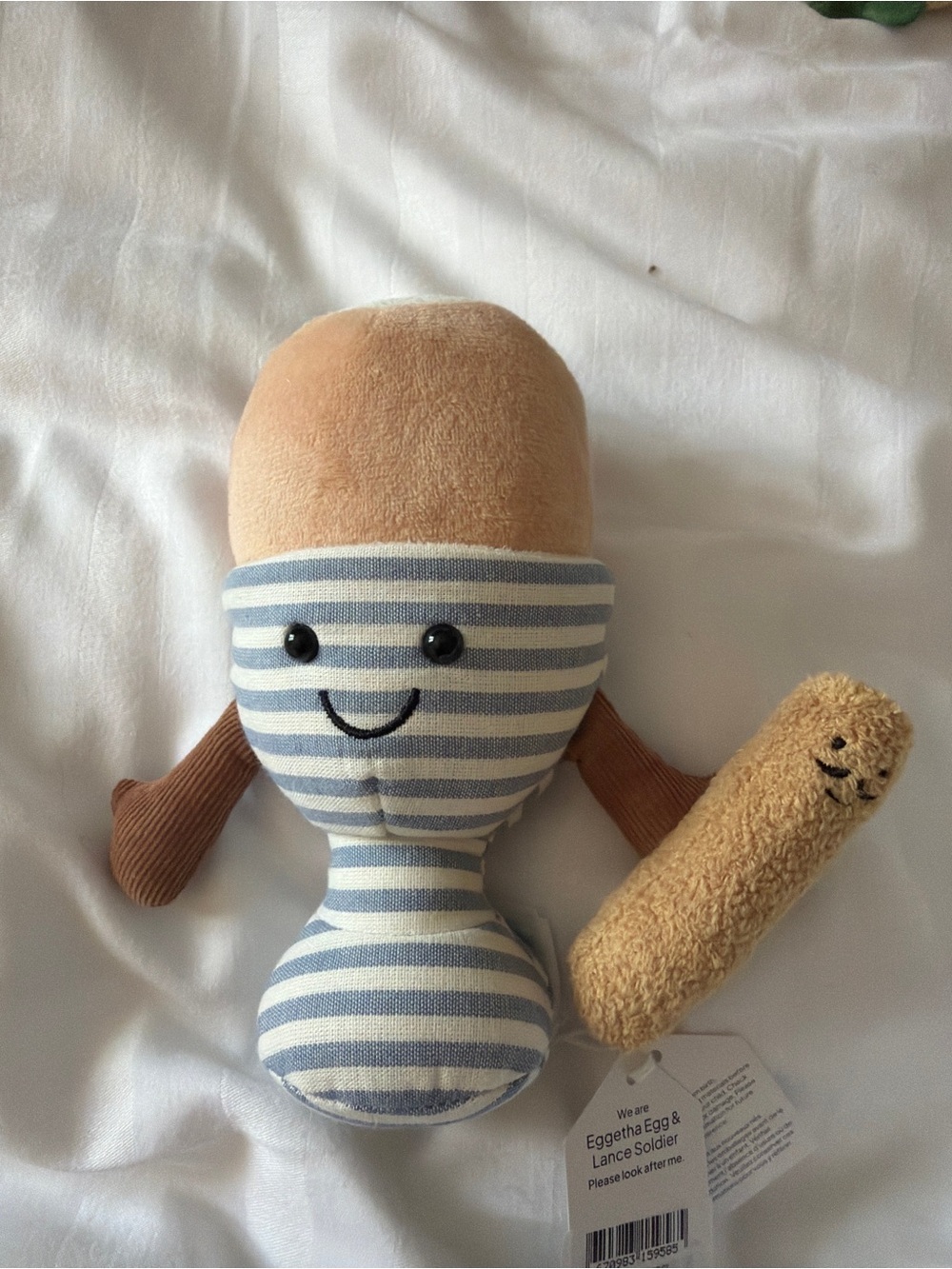 Jellycat Striped Blue & Cream Eggetha Egg & Lance Soldier Plush